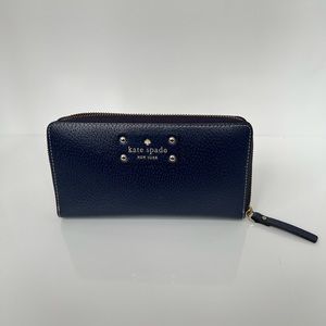 Kate Spade wallet - navy blue, cool gold hardware
